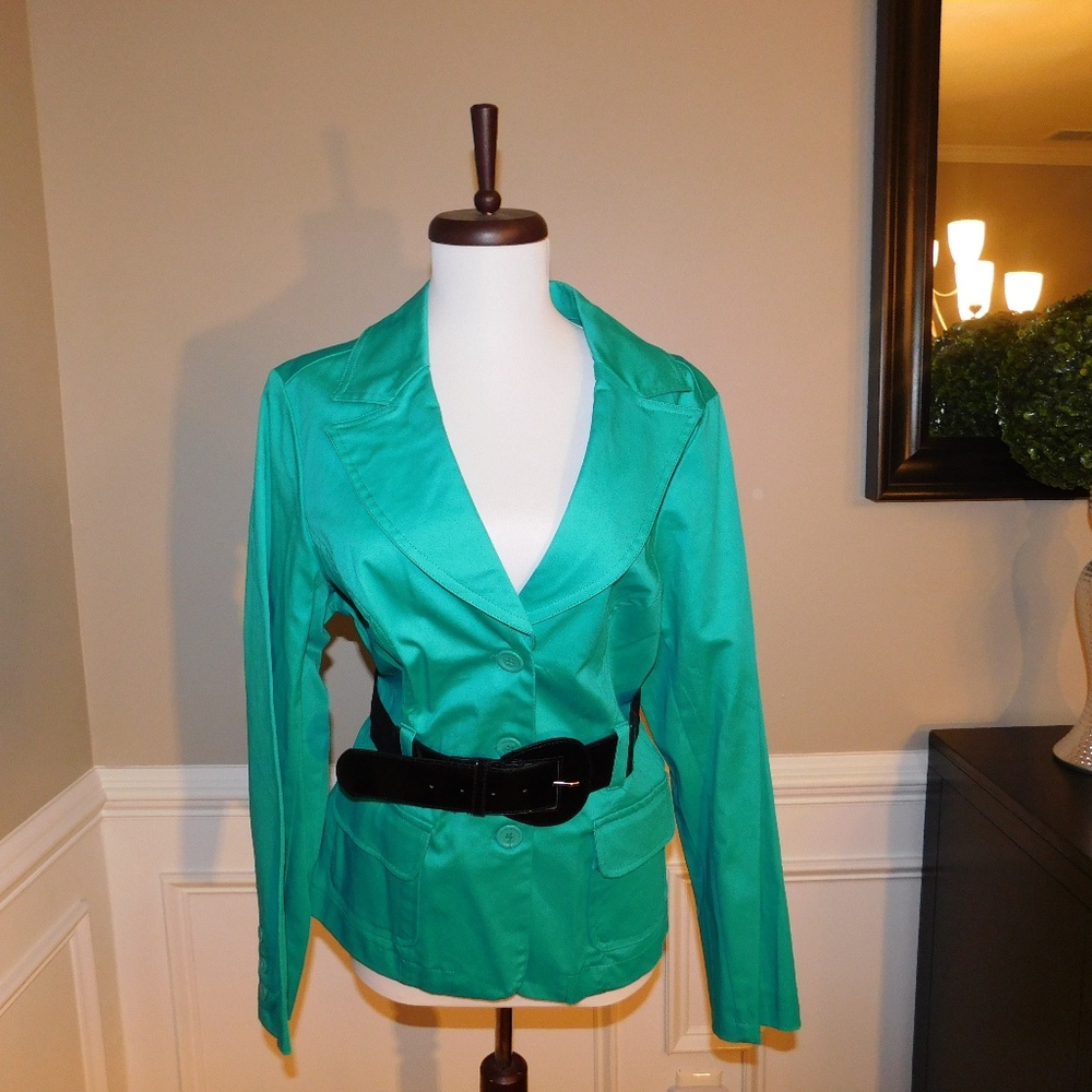 Aqua Green Jacket with Black Belt